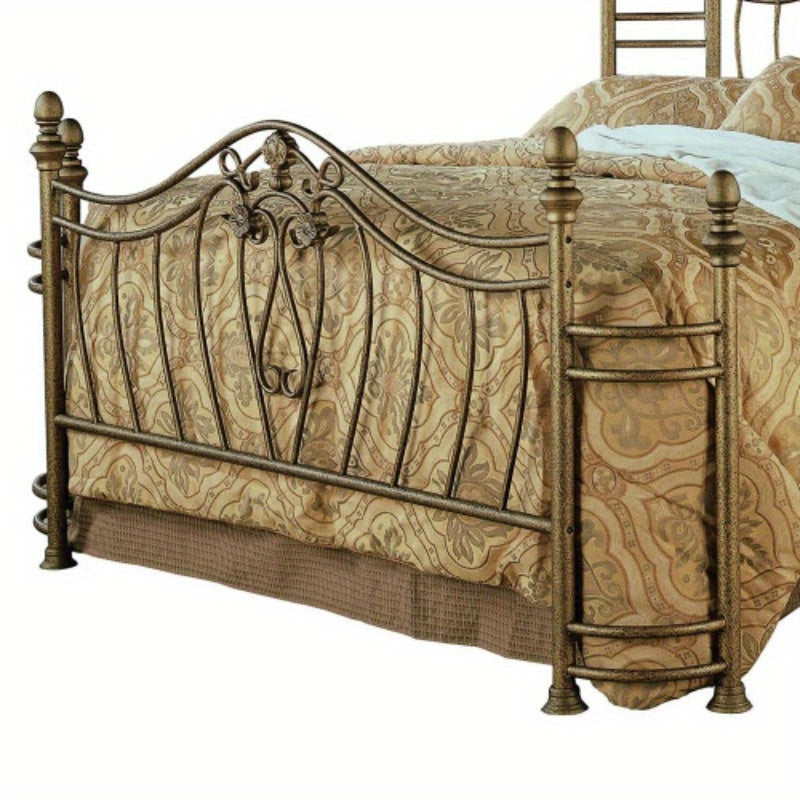 Antique Brushed Golden Metalwork Headboard and Footboard