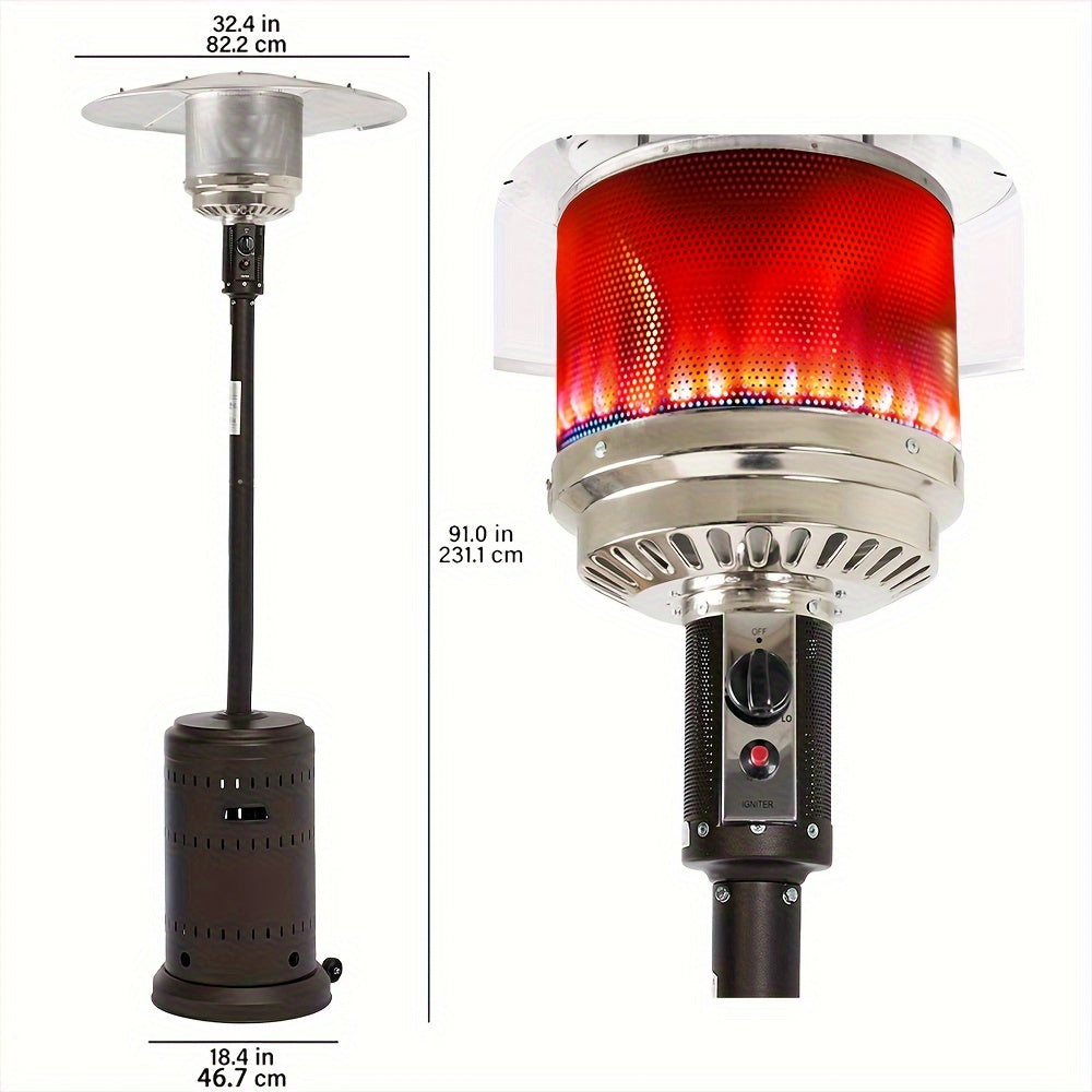 46,000 BTU Patio Heater Stainless Steel Push-Button Ignition