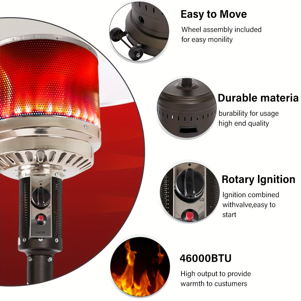 46,000 BTU Patio Heater Stainless Steel Push-Button Ignition