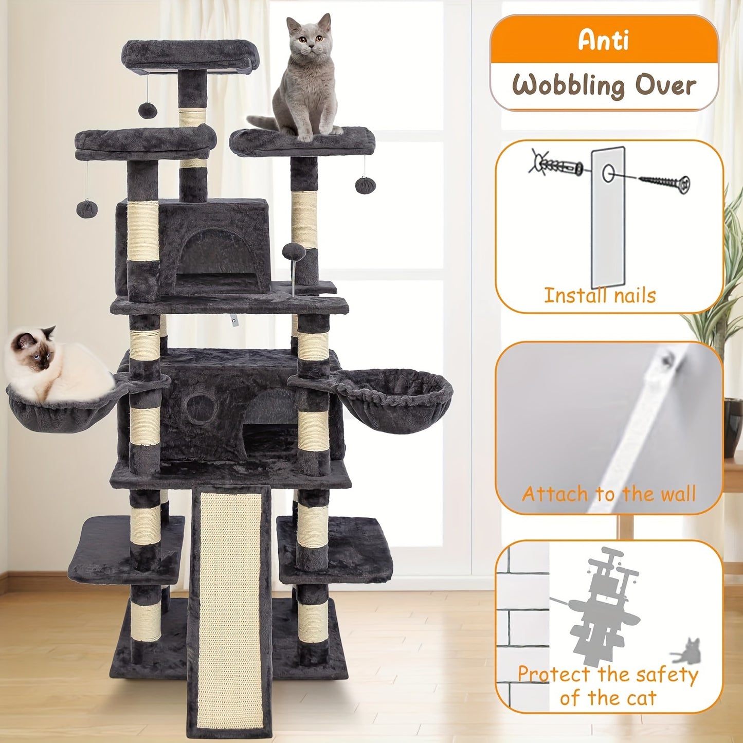 68 Inch Large Cat Tree Suitable for Kittens