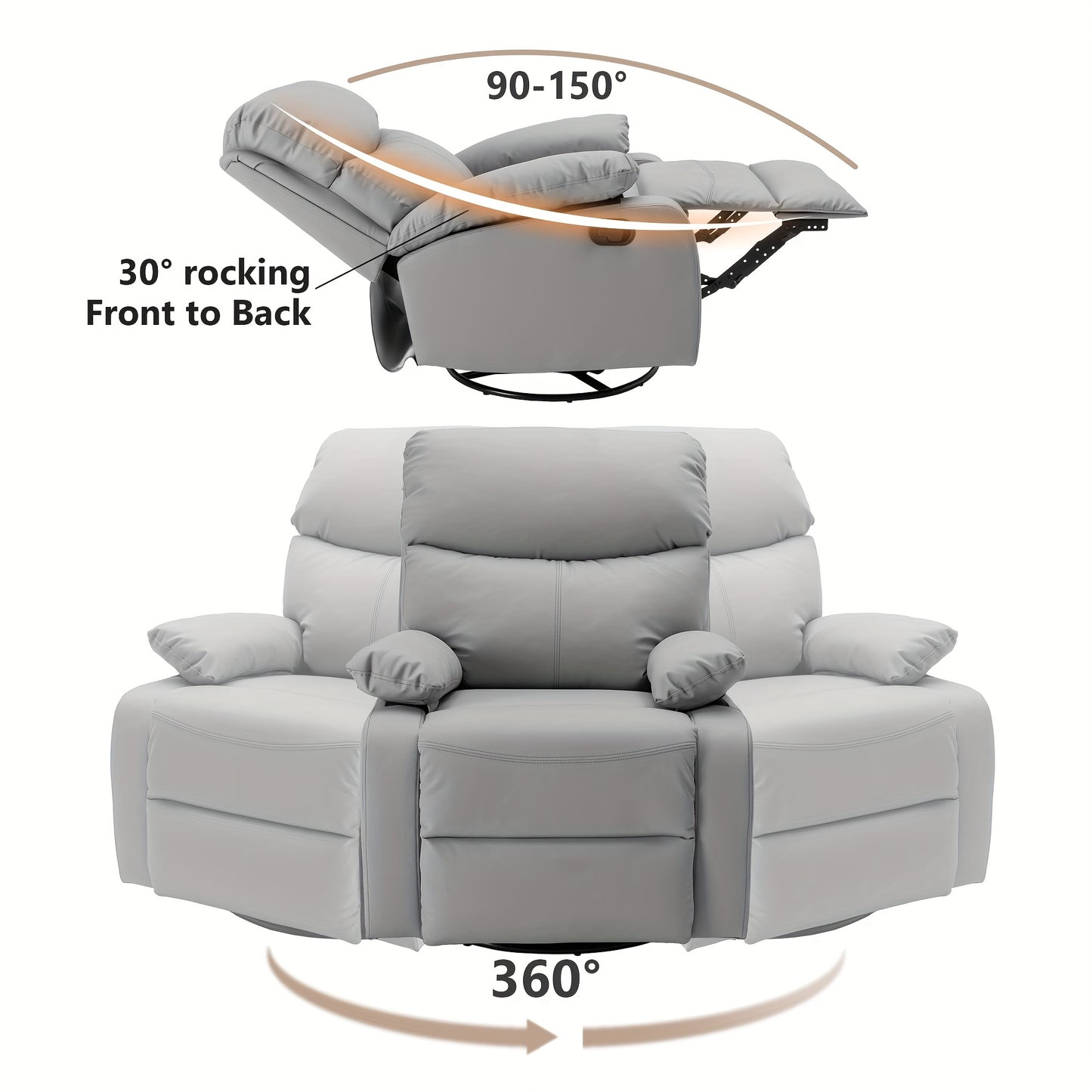 2 Genuine Leather Recliner Chair Manual Swivel Rocker