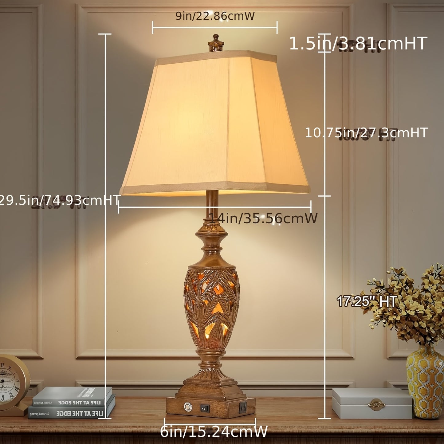 Bedside Lamp , With Dual USB And Night Light,