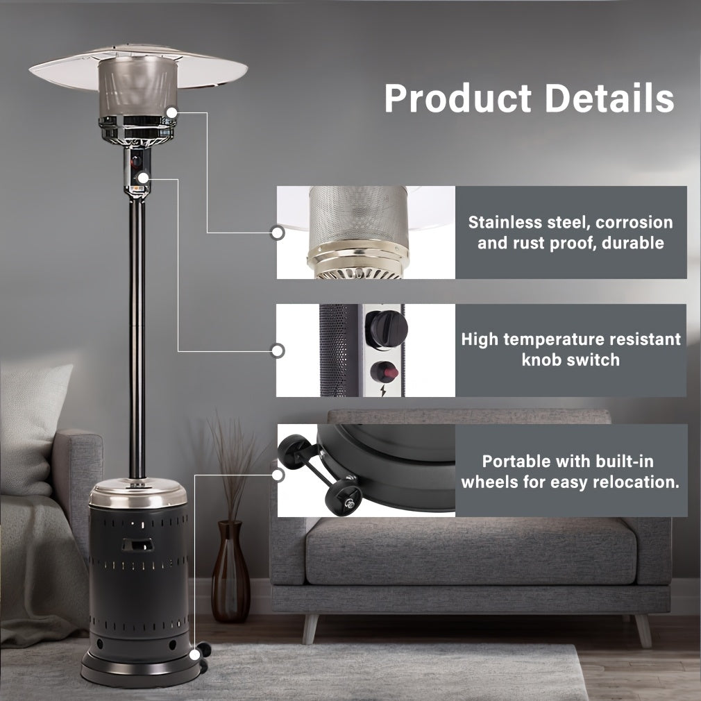 46,000 BTU Patio Heater Stainless Steel Push-Button Ignition