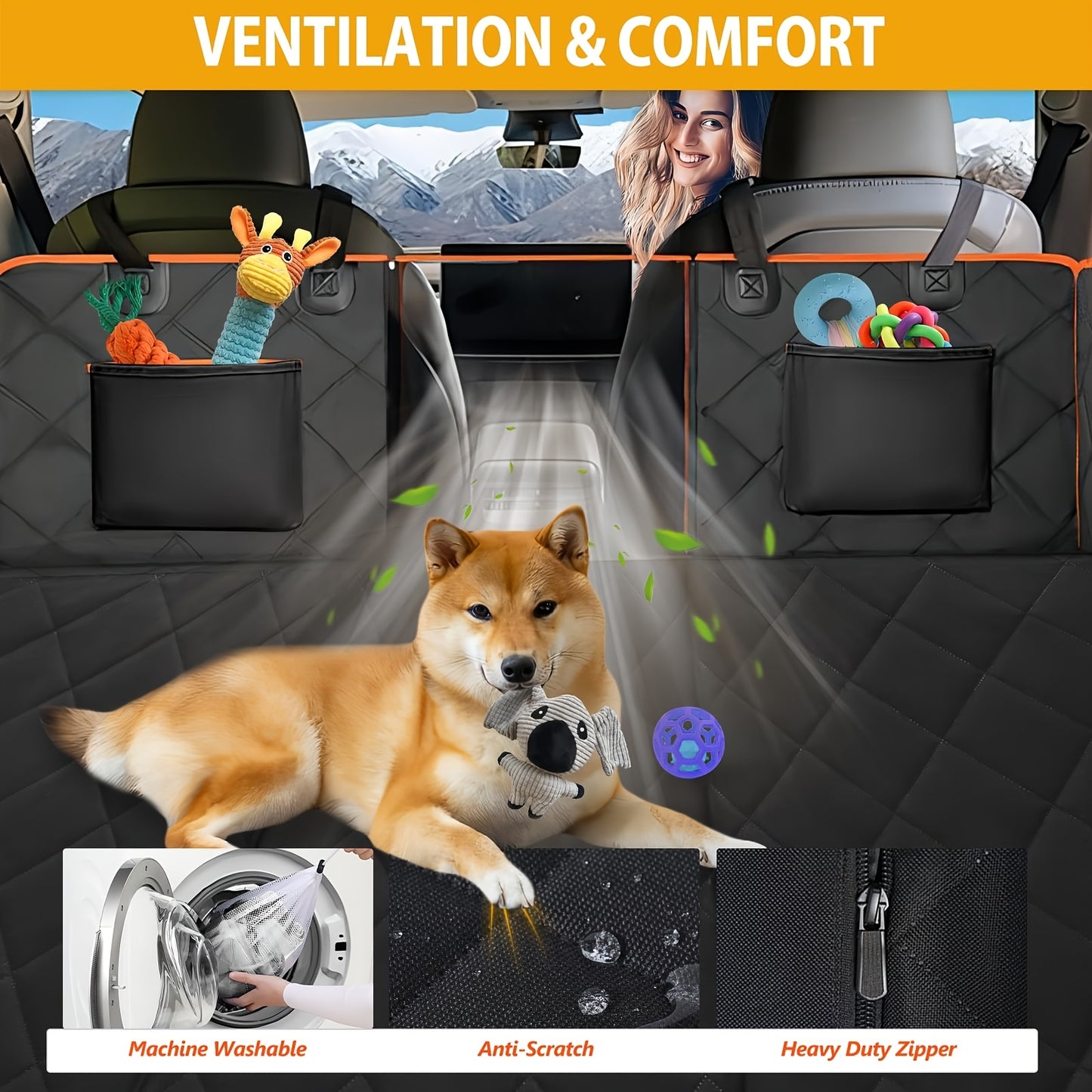 Back Seat Extender For Dogs-Large Scratch Proof