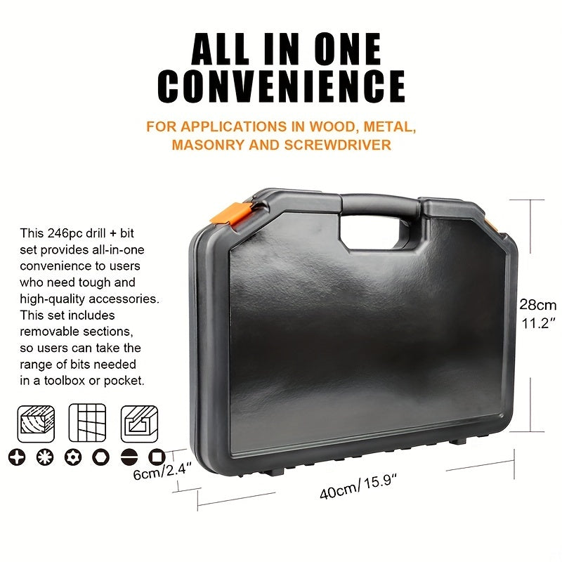 246 Drill Set, High Speed Steel, Titanium Coating