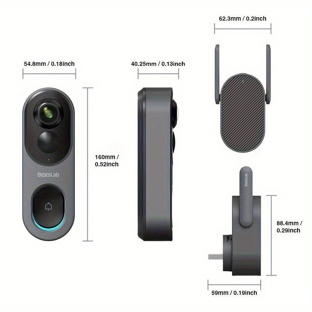 5MP Wireless Video Doorbell Camera 180° Panoramic View,