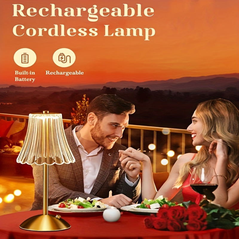 1 Piece Tri-Tone LED Crystal Table Lamp