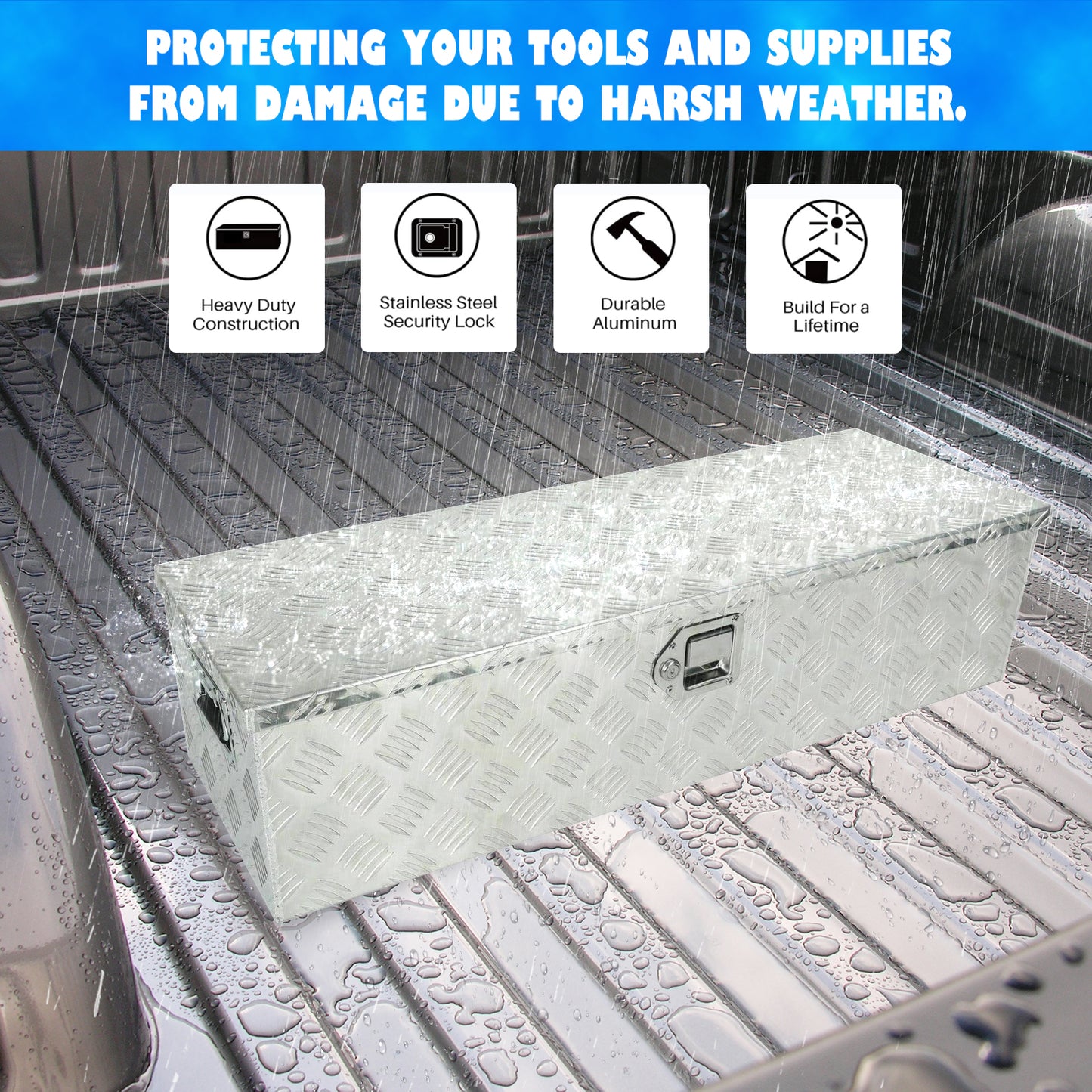 Heavy Duty Aluminum Tool Box with Lock Waterproof