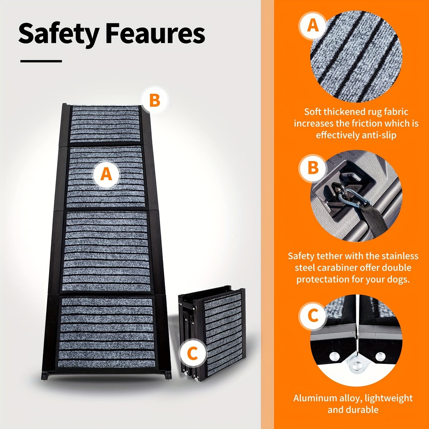 Heavy-Duty 62"x17" Folding Dog Car Ramp