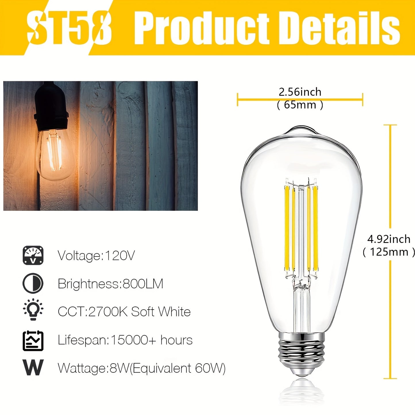 6pcs/12pcs/24pcs 8W LED equivalent to 60 watt