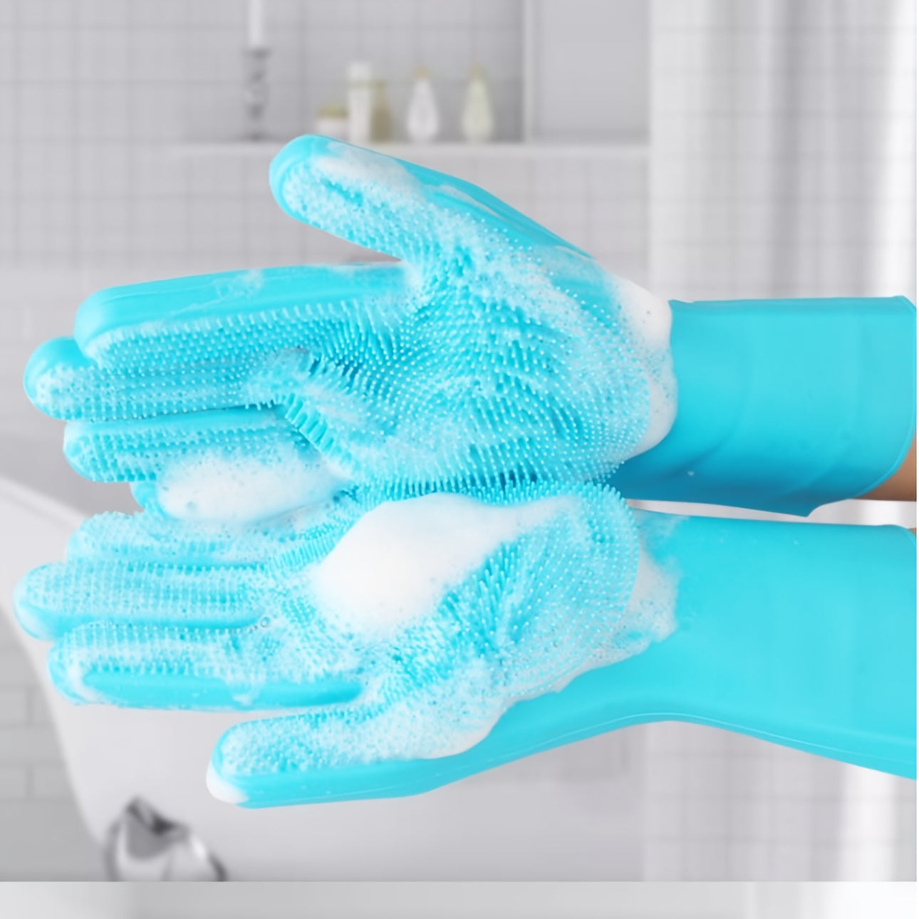 2pcs 2-in-1 Silicone Pet Bath Gloves