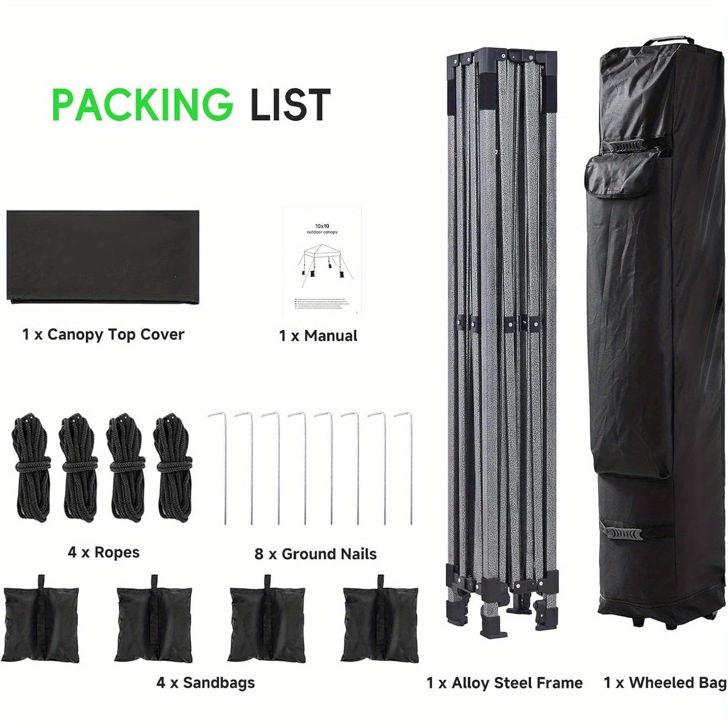 1pc 10x10 Heavy Duty Waterproof Canopy