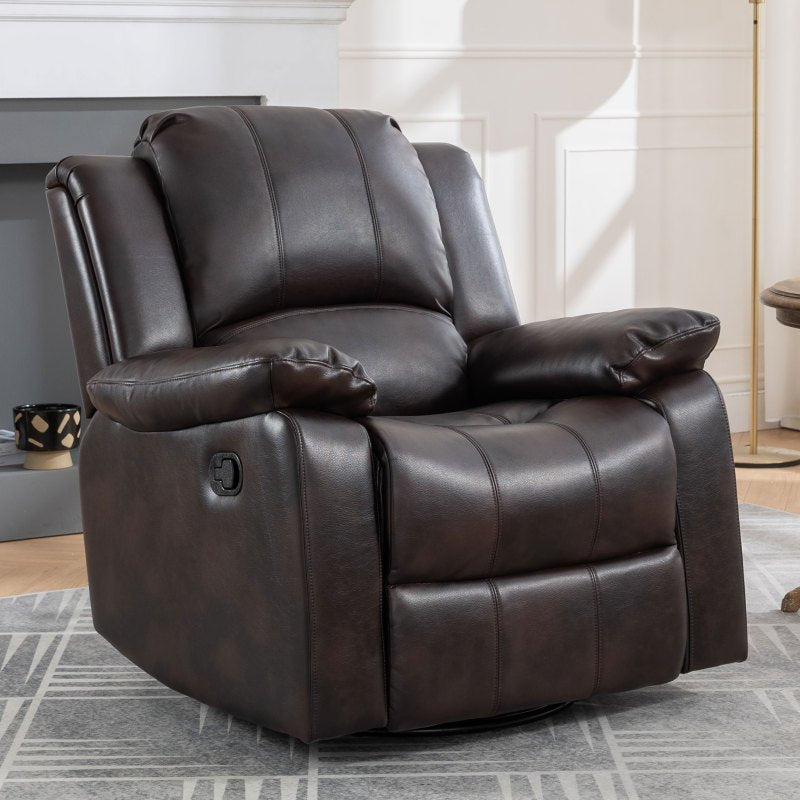 Brown Swivel and Glider Recliner Chair Faux Leather,