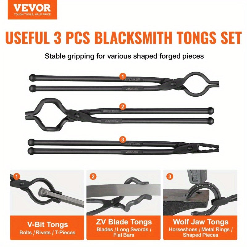 Tongs Set 3pcs Blacksmith Tongs 18' Tongs,