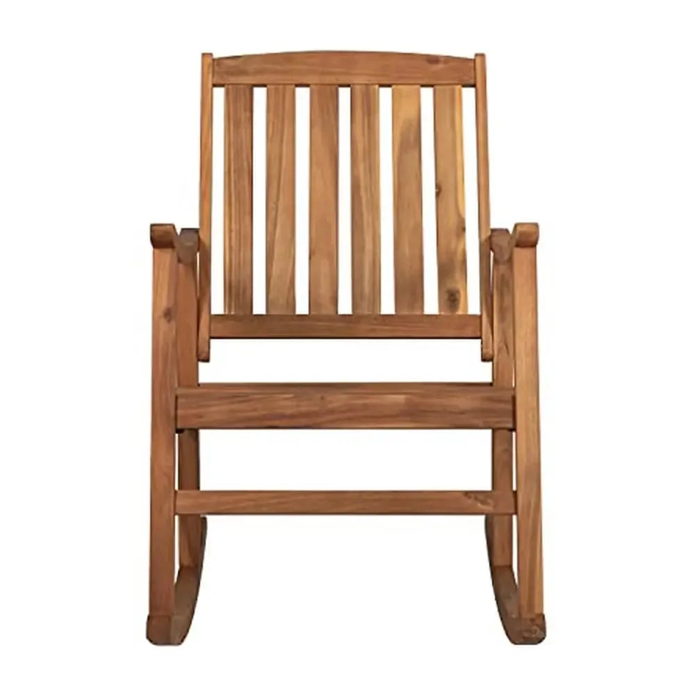 Slat-Back Acacia Wood Indoor/Outdoor Rocking Chair