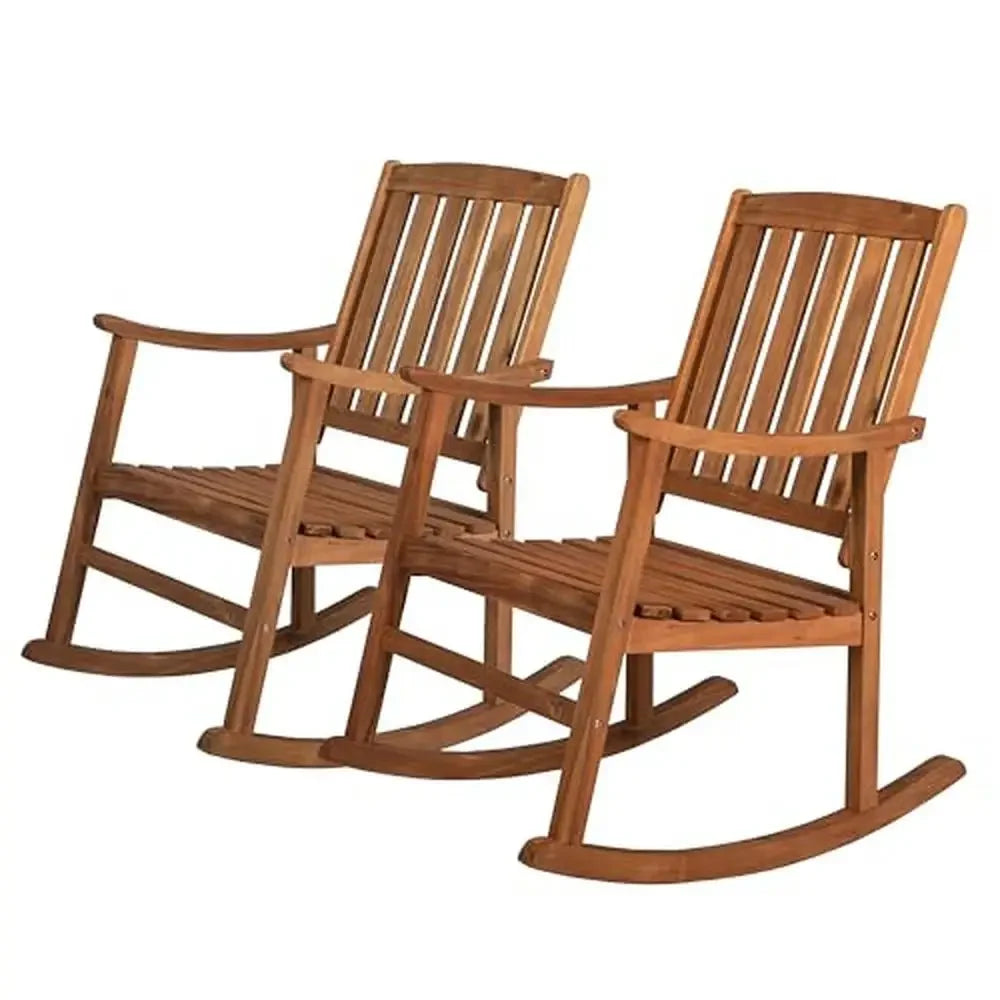 Slat-Back Acacia Wood Indoor/Outdoor Rocking Chair